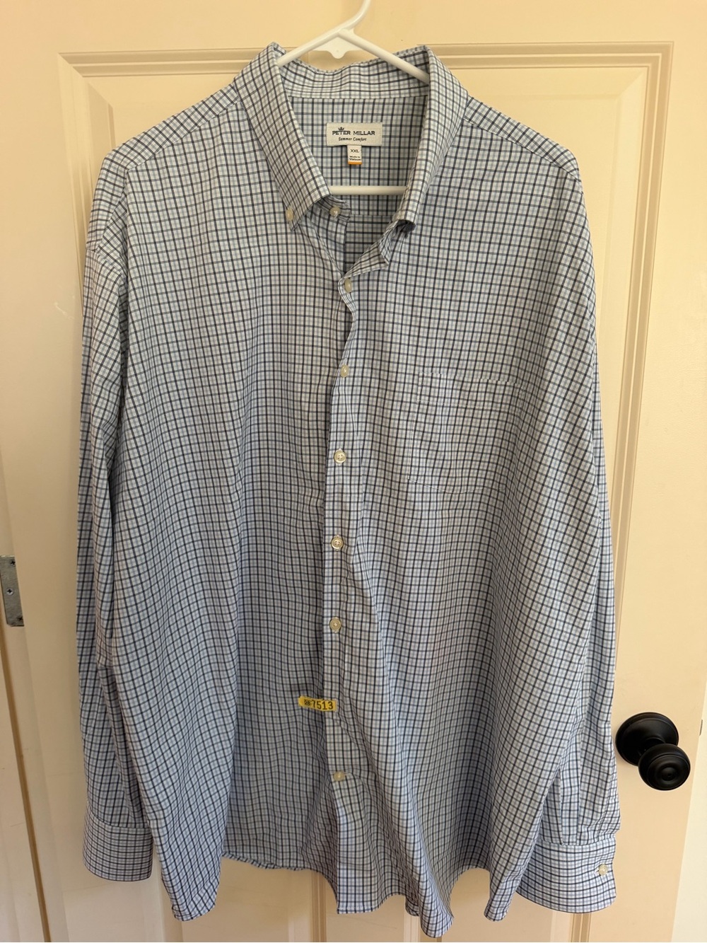 Peter Millar Men's Blue Plaid Button-Down Shirt xxl